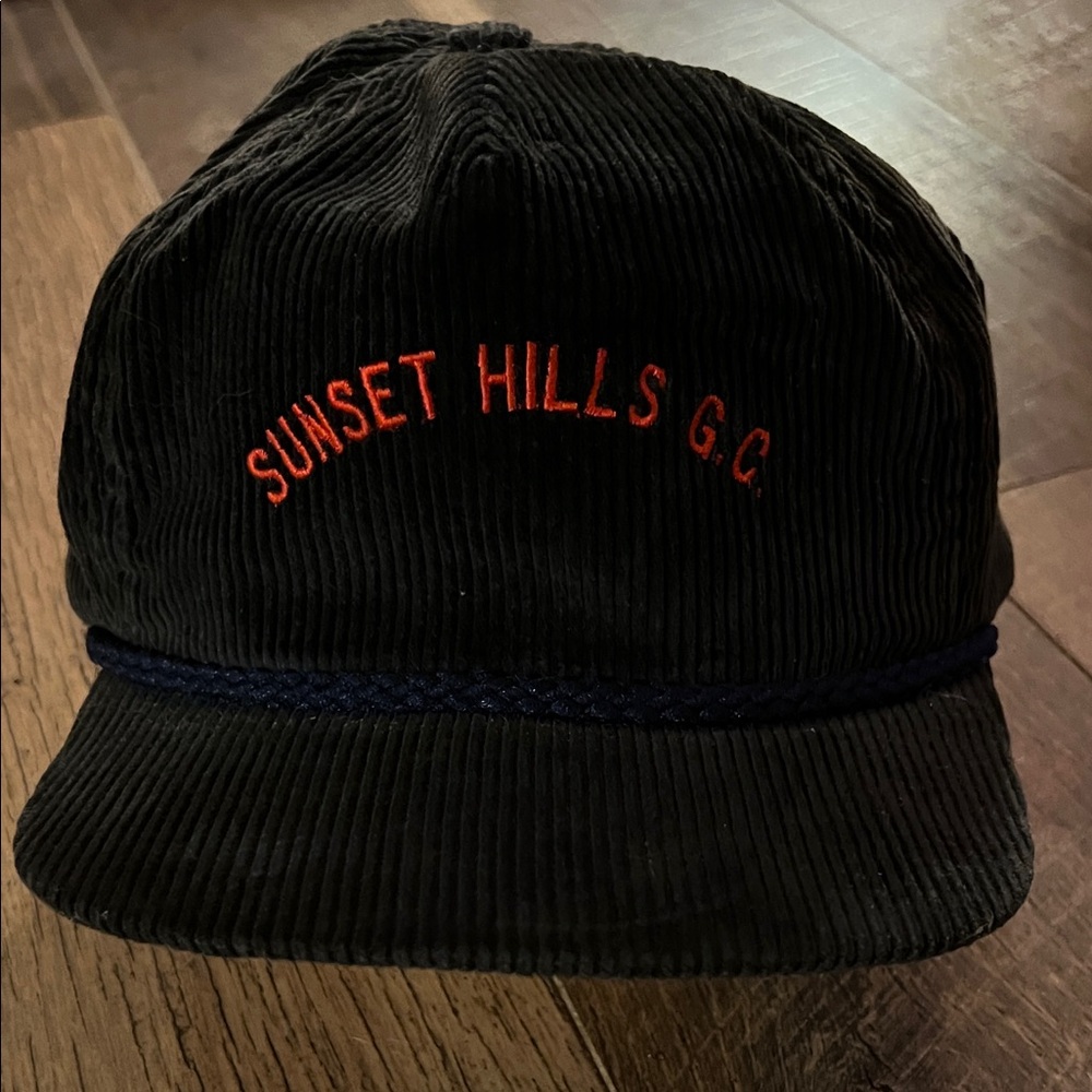 Vintage Corduroy Flat Brimmed Cap with Braided Cord
